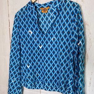 Tory Burch Cotton Sequin Pullover Top EUC